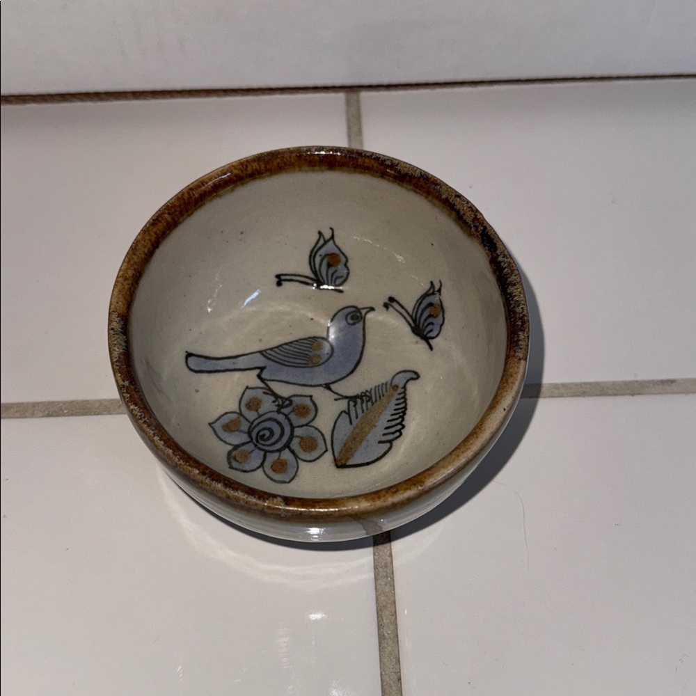 Ken Edwards Mexican TONALA POTTERY El Palomar 4” fruit bowl  #2 🐈‍⬛